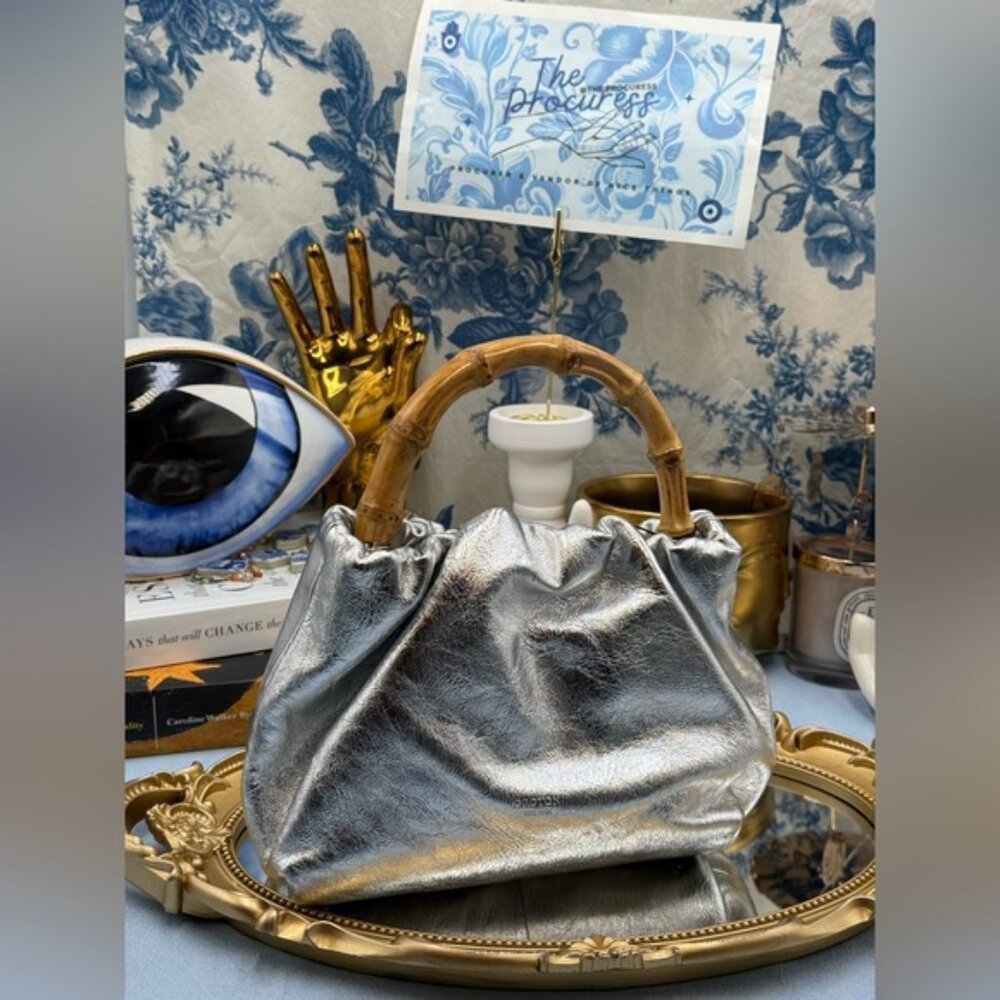 🆕 OROTON 🧿 NWT Gretel Mini Top Handle, Metallic Silver - Picture 9 of 16